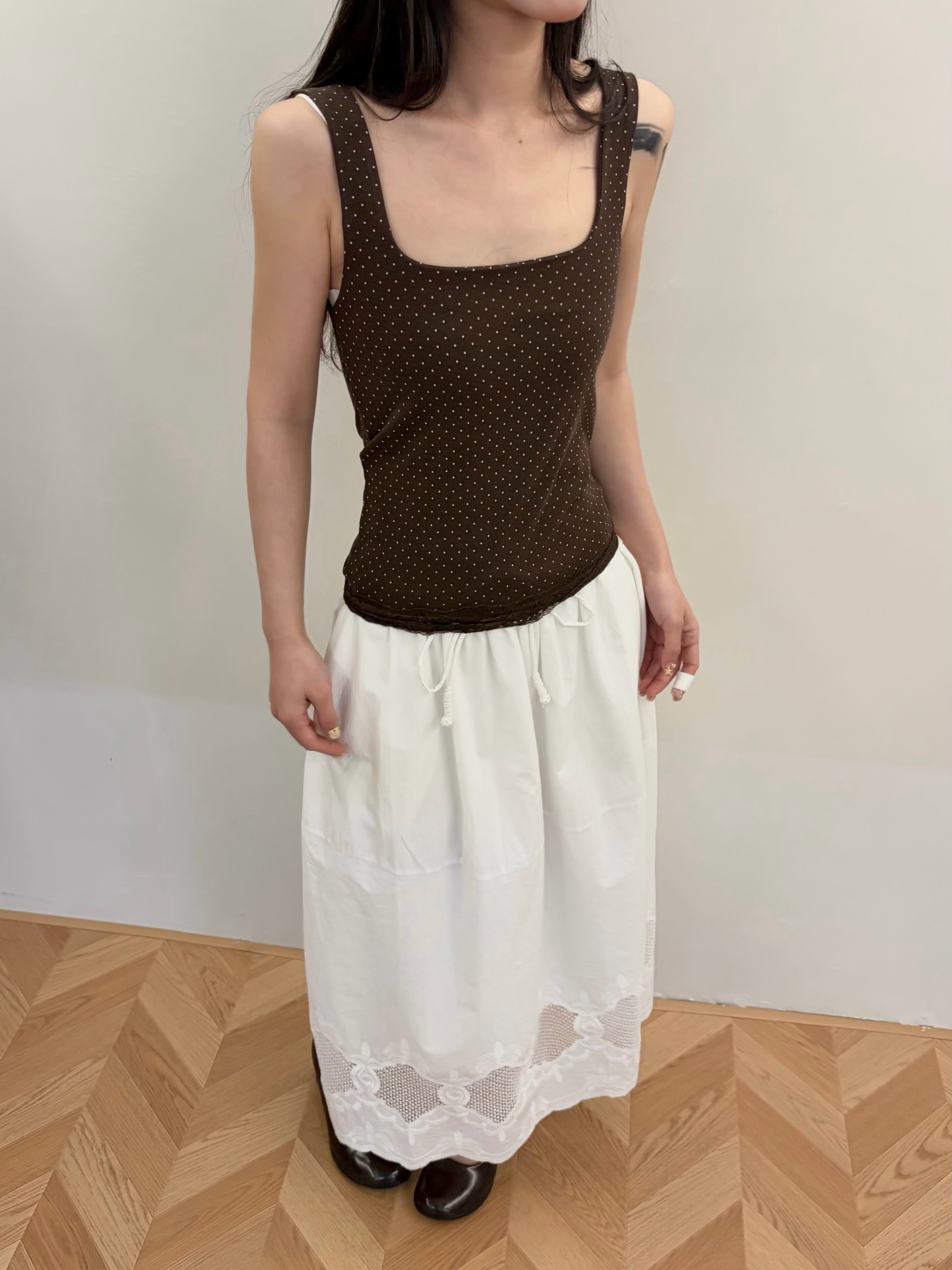 Tao's Lace-Trim White Maxi Skirt