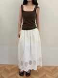 Tao's Lace-Trim White Maxi Skirt