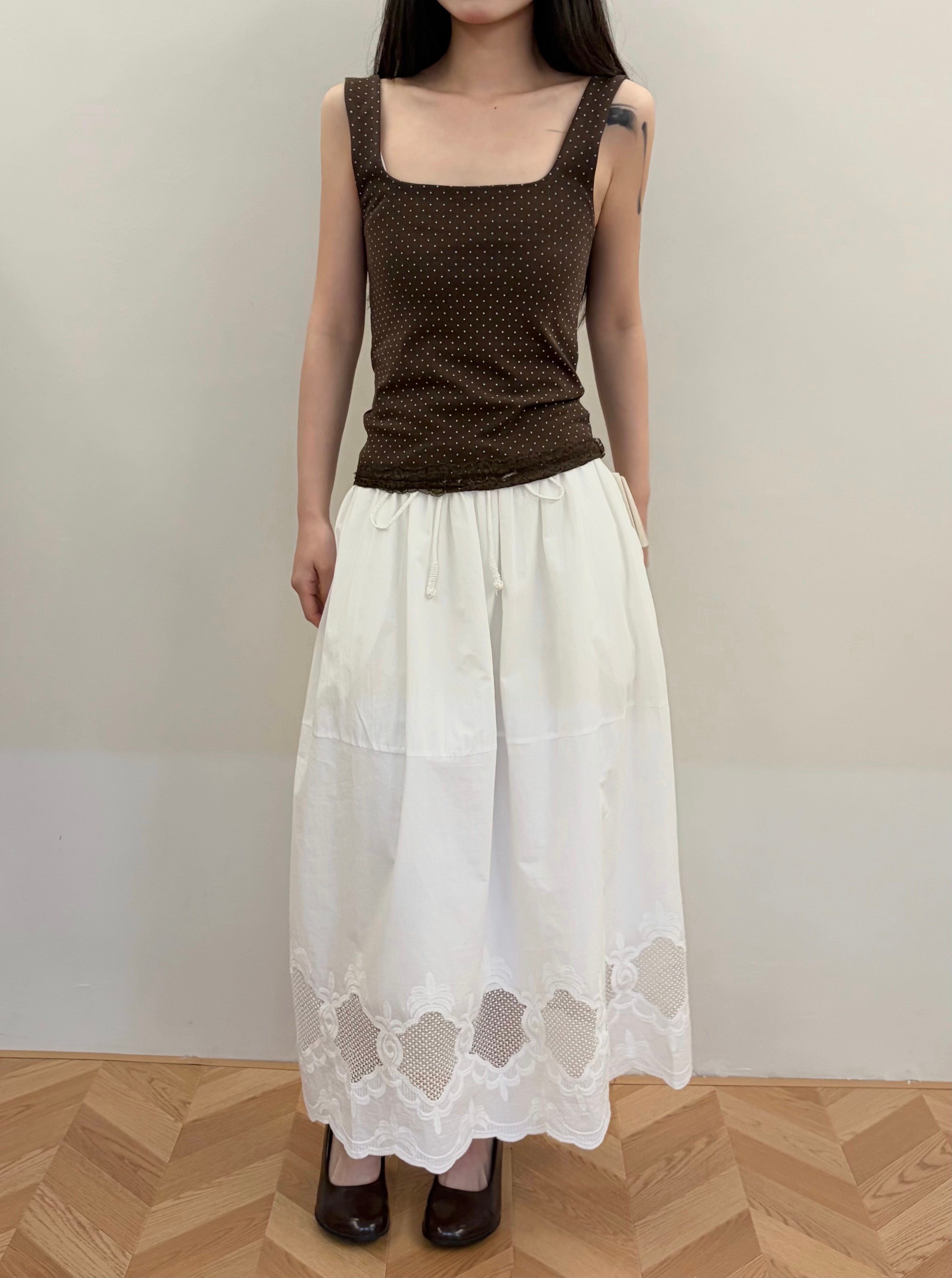 Tao's Lace-Trim White Maxi Skirt